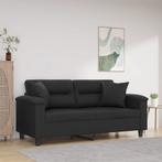vidaXL Tweezitsbank met sierkussens 140 cm kunstleer zwart, Huis en Inrichting, Banken | Bankstellen, Verzenden, 150 tot 200 cm