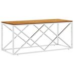 Salontafel roestvrij staal en massief acaciahout (Interieur), Huis en Inrichting, Verzenden
