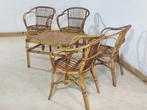 Fauteuil - Bamboe - Bamboe tuinset: vier stoelen en een, Antiek en Kunst, Curiosa en Brocante