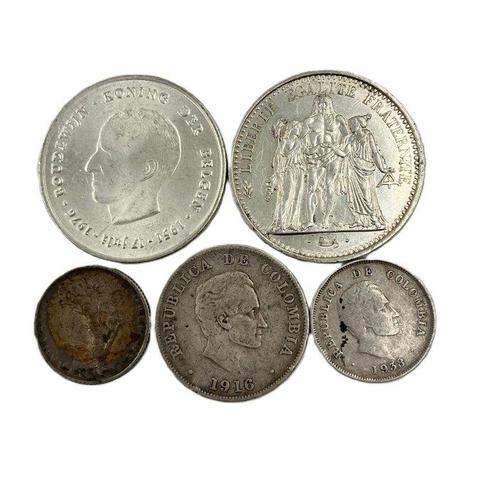 België, Colombia, Frankrijk. Silver : 1 Franc (1915) + 50, Postzegels en Munten, Munten | Europa | Niet-Euromunten