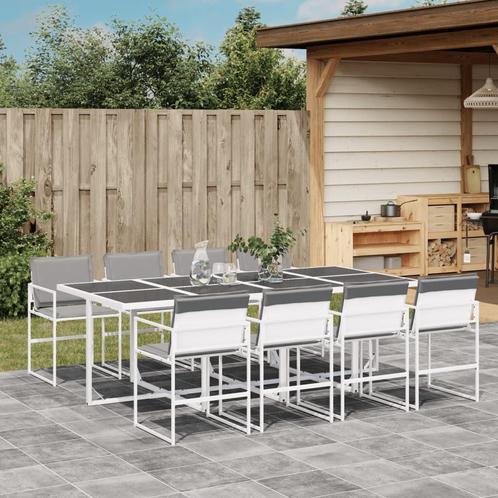 vidaXL 9-delige Tuinset met kussens textileen wit, Tuin en Terras, Tuinsets en Loungesets, Tuinset, Nieuw, Rvs, Verzenden