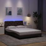 vidaXL Bedframe met LED zonder matras 120x200 cm stof, Huis en Inrichting, Slaapkamer | Bedden, Bruin, Verzenden, Nieuw, Twijfelaar