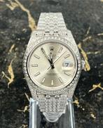 Rolex Datejust 41 - Silver Dial -126300- Iced Out - Diamonds, Nieuw, Staal, Staal, Polshorloge