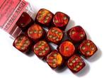 Dice Set - Scarab 16mm - Red-Gold D6 (12 Stuks) | Chessex -, Verzenden, Nieuw