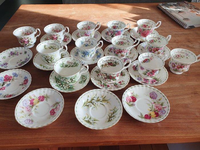 Royal Albert - Kop en schotel (18) - Flowers of the Month -, Antiek en Kunst, Antiek | Meubels | Tafels