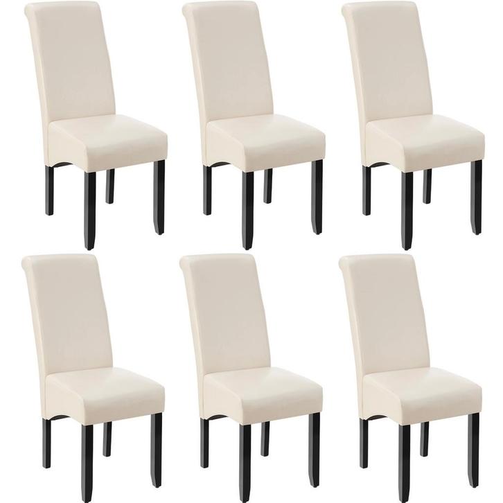 Eetkamerstoel, ergonomisch, massief hardhout - crème, Set va, Huis en Inrichting, Stoelen, Verzenden