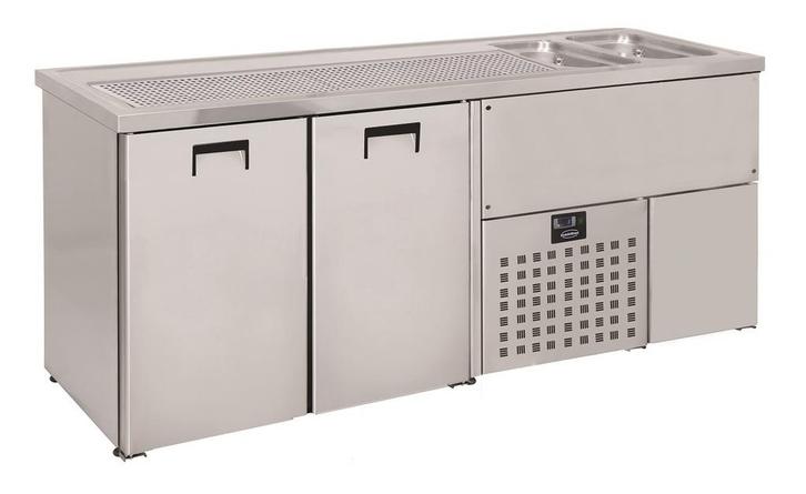 CombiSteel Bierkoeler | RVS | 2 Deuren Links + 2 Spoelbakken, Witgoed en Apparatuur, Koelkasten en IJskasten, Ophalen of Verzenden