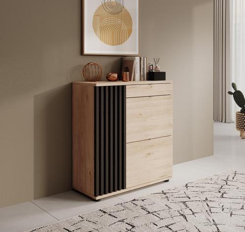 Meubella - Schoenenkast - Eiken 90cm met latjes, Huis en Inrichting, Kasten | Vitrinekasten, 25 tot 50 cm, Nieuw, 50 tot 100 cm