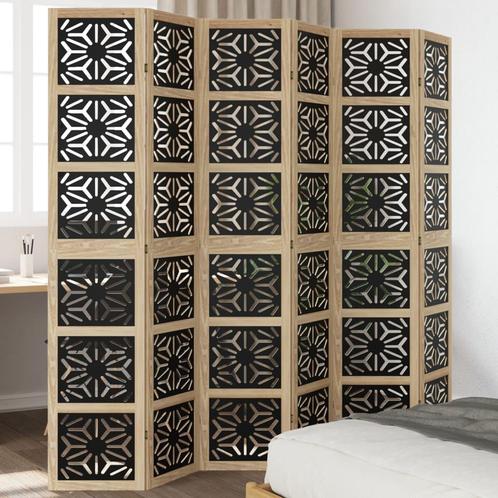 vidaXL Kamerscherm met 6 panelen massief paulowniahout bruin, Huis en Inrichting, Woonaccessoires | Kamerschermen, Nieuw, Verzenden