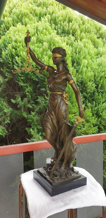 Mayer - sculptuur, Tall BRONZE BLIND JUSTICE LAW MARBLE, Antiek en Kunst, Curiosa en Brocante