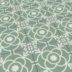 Keramische Portugese vloertegels 20x20 groen met wit bloemet, Verzenden, Nieuw