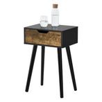 Bijzettafel nachtkastje met lade 60x40x29,5 zwart houtkleuri