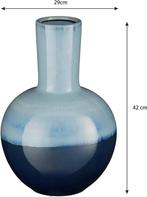 Mica Decorations Holm Vaas - H42 x Ø29 cm - Keramiek - Blauw, Verzenden, Nieuw