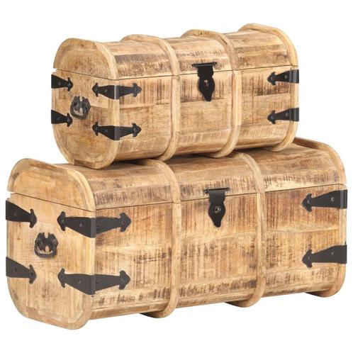 vidaXL Opbergkisten 2 st massief mangohout, Huis en Inrichting, Woonaccessoires | Kisten, Nieuw, Verzenden