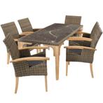 Wicker tafel Foggia met 6 stoelen Rosarno - natuur, Tuin en Terras, Nieuw, Verzenden