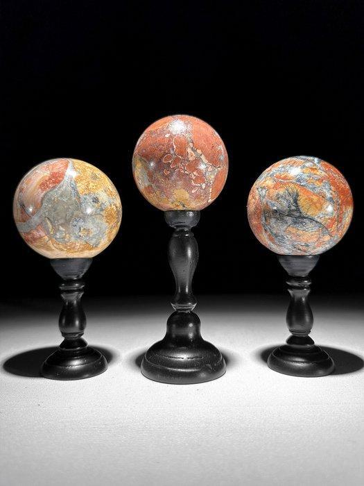 Geen minimumprijs - Prachtige set van 3 Red Maligano Jasper, Antiek en Kunst, Kunst | Designobjecten