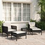 vidaXL 5-delige Loungeset met kussens poly rattan zwart, Verzenden, Nieuw, Rotan, Loungeset