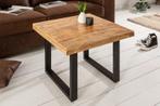 Massieve salontafel IRON CRAFT 60cm mangohout industrieel, Huis en Inrichting, Tafels | Salontafels, Ophalen of Verzenden, Nieuw