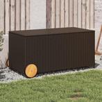 vidaXL Tuinbox met wielen 190 L poly rattan bruin, Verzenden, Nieuw