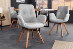 Draaibare design stoel BALTIC grijs Boucle naturel eiken, Huis en Inrichting, Fauteuils, Ophalen of Verzenden, Nieuw