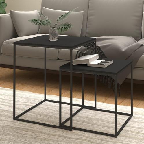 vidaXL Salontafelset 2 st bewerkt hout en metaal, Huis en Inrichting, Tafels | Salontafels, Nieuw, Minder dan 50 cm, Overige houtsoorten