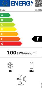 Tristar Koelkast KB-7351 - Mini Koelkast 46 liter - Compacte, Verzenden, Zo goed als nieuw