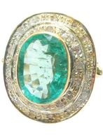Zonder Minimumprijs - Ring - 9 kt. Geel goud, Zilver Smaragd, Sieraden, Tassen en Uiterlijk, Ringen, Nieuw