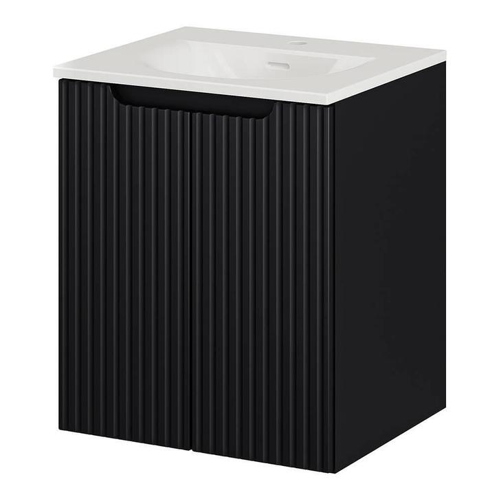 Wastafelonderkast Newport met wastafel 50x57x39 cm zwart en, Huis en Inrichting, Badkamer | Badkamermeubels, Verzenden
