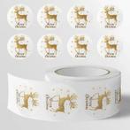 Sluitstickers kerstetiketten merry christmas wit & goud, Ophalen of Verzenden, Nieuw