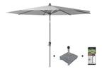 Platinum Riva stokparasol 3 m. rond - Light Grey met voet en, Tuin en Terras, Tuinsets en Loungesets, Verzenden, Nieuw, Overige materialen