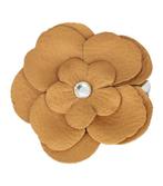 Haarspeld Duckklem Broche Bloem Leder Look 6,5cm Bruin, Verzenden, Nieuw