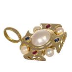 Hanger - 18 karaat Geel goud, Parel - Rubijnen - Saffieren, Sieraden, Tassen en Uiterlijk, Antieke sieraden