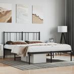 vidaXL Bedframe met hoofdbord metaal zwart 140x200 cm, Huis en Inrichting, Slaapkamer | Bedden, Verzenden, Zwart, 140 cm, 200 cm