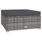 Grijze Rattan Voetenbank + Kussen | Tweedekansje, Nieuw, Ophalen of Verzenden, 50 tot 75 cm, Vierkant