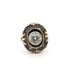 Ring - 18 karaat Geel goud, Zilver Diamant (Natuurlijk), Sieraden, Tassen en Uiterlijk, Ringen, Nieuw