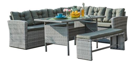 Loungeset Gardini Texas, Tuin en Terras, Tuinsets en Loungesets, Bank, Eettafel, 5 zitplaatsen, Nieuw, Kunststof, Loungeset, Verzenden