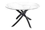 Ronde eettafel ALPINE 120cm wit keramiek marmer design zwart, Ophalen of Verzenden, Nieuw