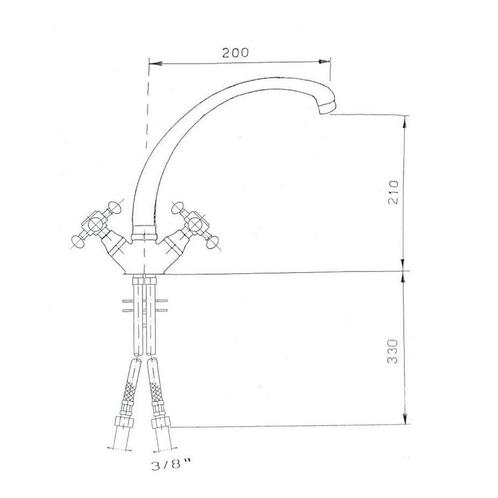 Wastafelmengkraan Sapho Antea 2-knop Gebogen Uitloop 26.5 cm, Doe-het-zelf en Verbouw, Sanitair, Ophalen of Verzenden