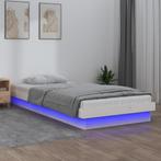 vidaXL Bedframe LED massief hout wit 75x190 cm, Nieuw, Eenpersoons, Verzenden