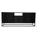 Dressoir Mangohout Kjeld 180 Zwart, Huis en Inrichting, Kasten | Dressoirs, Verzenden, 150 tot 200 cm, Nieuw, Industriële meubels