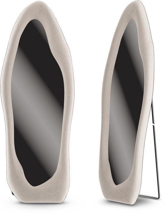 2dekans | Mirlux Suède Fluweel Organische Spiegel -, Huis en Inrichting, Woonaccessoires | Spiegels, Zo goed als nieuw, Ophalen of Verzenden