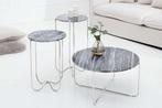 Exclusieve salontafel NOBLE 65cm grijs echt marmer rond, Huis en Inrichting, Tafels | Salontafels, Ophalen of Verzenden, Nieuw