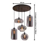 Hanglamp 5-Lichts Mix | Rookglas | Industrieel | Smoke