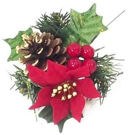 Kerstbijsteker Kerstroos Dennenappel en Besjes doos 96 stuks, Huis en Inrichting, Woonaccessoires | Kunstplanten en Kunstbloemen