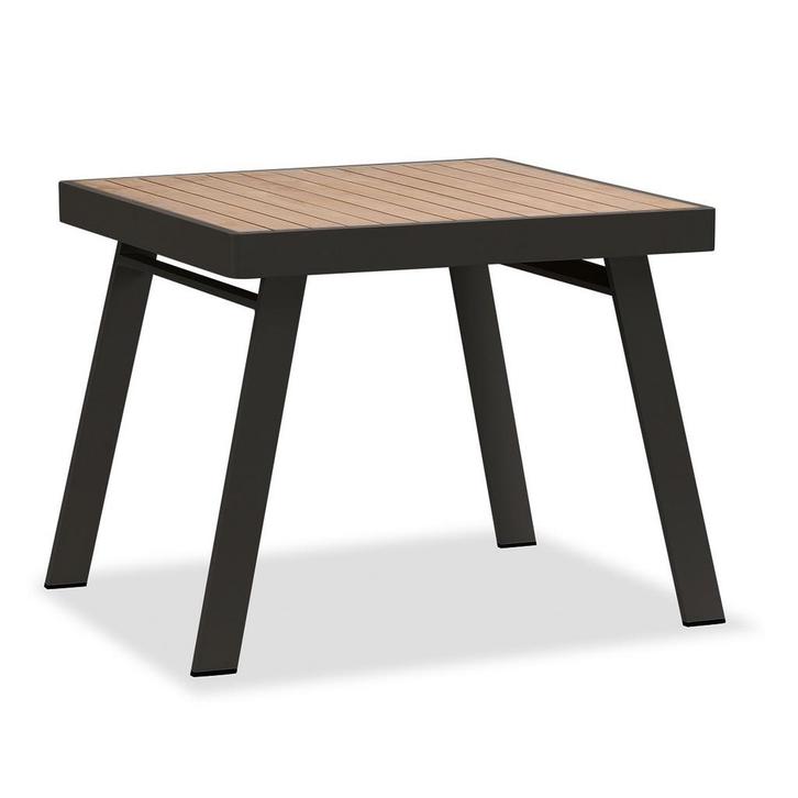 York dining tuintafel 90x90xH75 cm aluminium antraciet teak, Tuin en Terras, Tuintafels, Nieuw, Aluminium, Ophalen of Verzenden