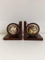 Boekensteunen (2) - Hout, Metaal - Boeksteunen Globes