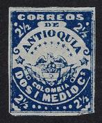 Colombia 1875/76 - Wapenschild van Antioquia 2-1/2c Blauw op, Gestempeld