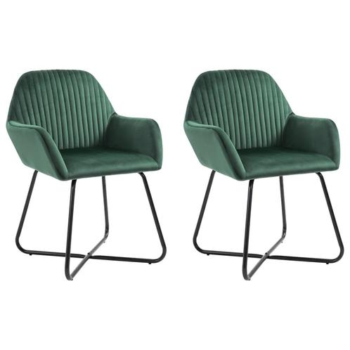 vidaXL Eetkamerstoelen 2 st fluweel groen, Huis en Inrichting, Stoelen, Nieuw, Verzenden
