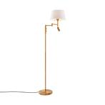 Vloerlamp brons met witte kap en verstelbare leeslamp -, Nieuw, Overige materialen, Retro, 150 tot 200 cm