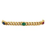 Vintage gouden armband met saffier, smaragd en robijn 18 krt, Ophalen of Verzenden, Nieuw